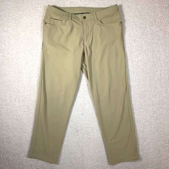 Lululemon Mens ABC Pant Classic Tofino Sand Tan Sz 34x29‎ Golf Office Comfy Work - Picture 1 of 12